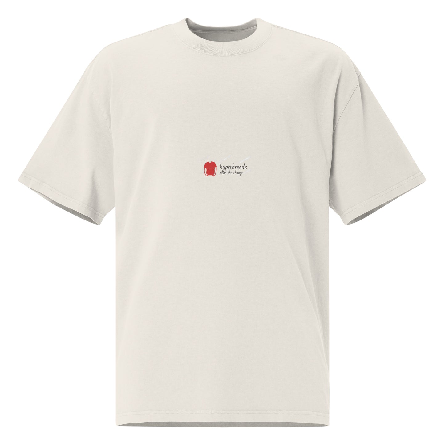 Hypethreadz Oversized Faded T-Shirt - Vintage Cream Streetwear Tee - 100% Cotton